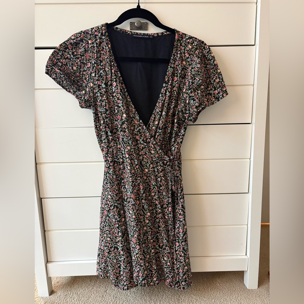 Mini floral wrap dress